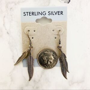 Sterling Silver Double Leaf Dangle Earrings